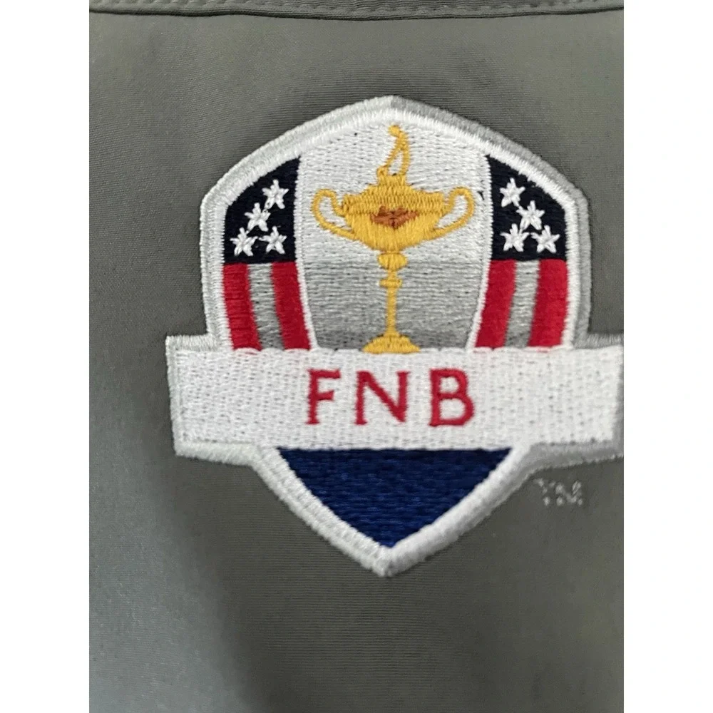 Clique Fleece Lined Vest Gray Embroider Ryder Cup Golf Logo USA Flag Large JBHS